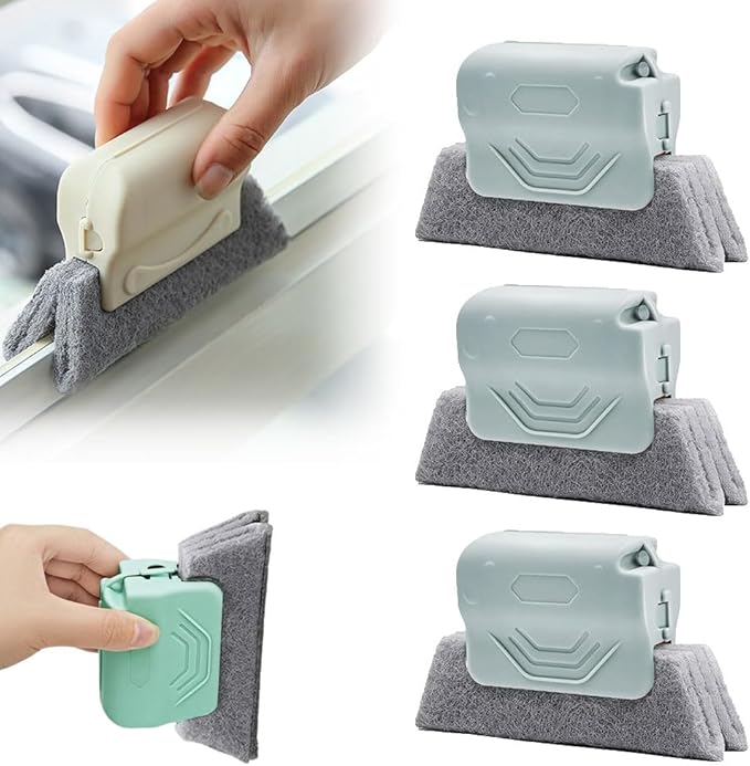 Magic Window Track Cleaner, 2025 New Window Groove Cleaning Brush Tools Set, Hand-held Window Track Cleaner Brushes Tools Set for Window lides Gaps Tile Lines Shutter Car Vents (Grey 3pcs)