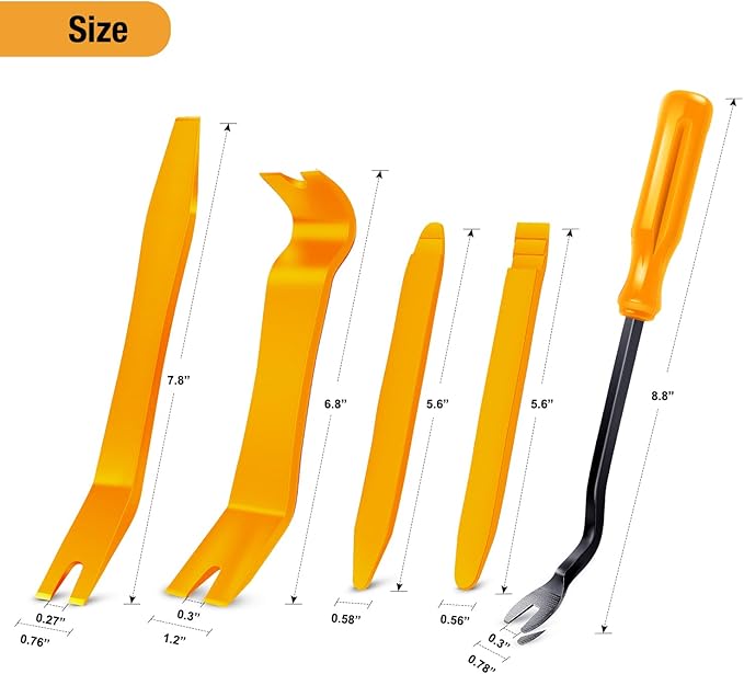 GOOACC 5 PCS Nylon Auto Trim Removal Tool Kit No-Scratch | Removal Tool Kit for Car Clip Panel & Audio Dashboard Dismantle Yellow