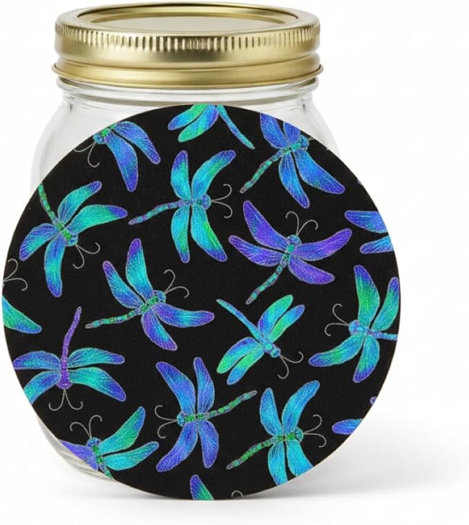 Andreas Silicone Jar Opener, Dancing Dragonfly – 6.25" Non-Slip Lid Gripper & Garlic Peeler, Food and Dishwasher Safe, Multi-Use, Durable Silicone & Fabric, Made in the USA, JO-260