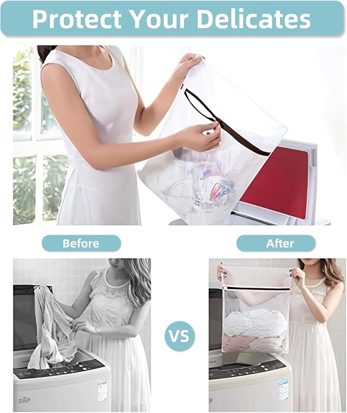 GOGOODA Mesh Laundry Bags for Delicates Durable Protective Wash Bags | Travel Storage Bags for Intimates Lingerie, 2PCS（2XL）