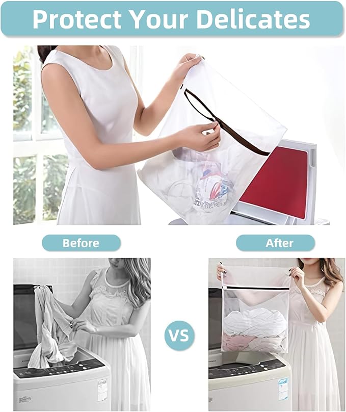 GOGOODA Mesh Laundry Bags for Delicates Durable Protective Wash Bags | Travel Storage Bags for Intimates Lingerie, 3PCS（3M）