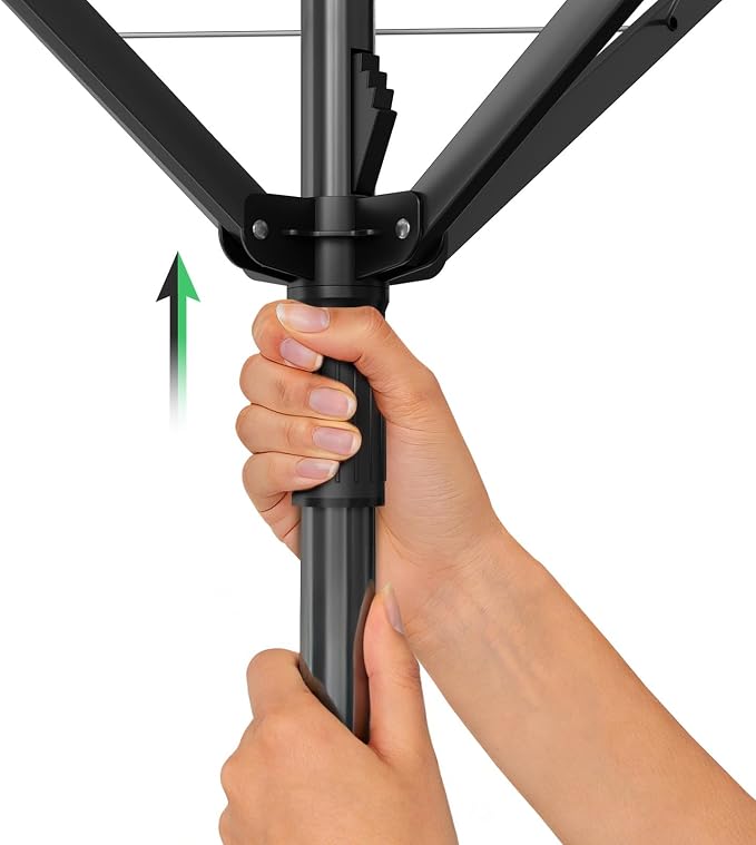 Heavy Duty Outdoor Umbrella Drying Rack, Rotating Height Adjustable Clothesline for Large Blankets & Sheets, Perfect for Backyard Balcony Camping RV, Black