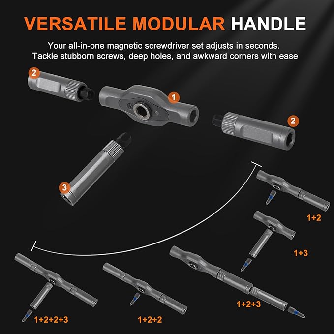 42 in 1 Magnetic Screwdriver Set, Ratcheting Screwdriver with S2 Steel Bits | Effortless T Handle, Screw Driver Tool Kit for Furniture, Tight Spaces, Electronics - Ideal Gift for Men, Women & DIYers