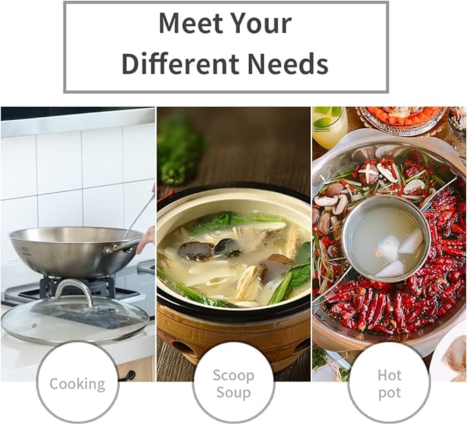 Newness 2 Pack Soup Ladle, [Rustproof, Heat Resistance, Integral Forming] Resilient 304 Stainless Steel Soup Spoon with Vacuum Ergonomic Round Handle, Cooking Spoon for Kitchen, 13.7 and 11.6 Inches