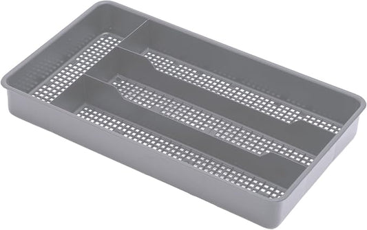 Dial Industries Small Utensil Silverware Kitchen Drawer Organizer, Grey | Keeps forks, spoons and flatware neatly separated, Compact fit for shallow drawers, Great for RVs, campers or everyday use