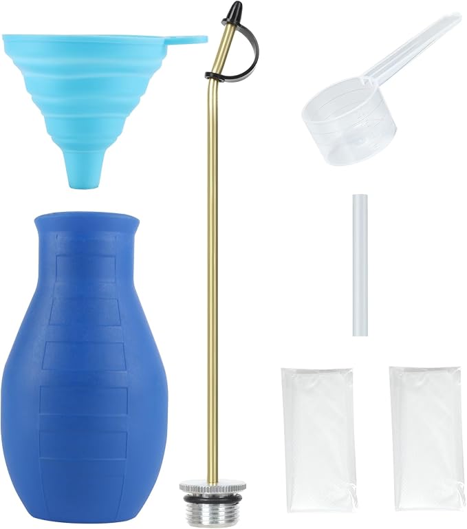 Diatomaceous Earth Duster, Powder Sprayer, Garden Duster Applicator Dispenser with Long Plastic Tube for Organic Gardening Agricultural Supplies for Diatomaceous Earth Powder（Blue）