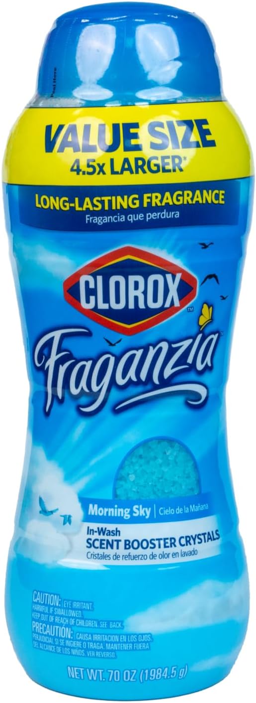 Clorox Fraganzia Scent Booster Crystals, Morning Sky, 70 Oz Bottle, 6-Pack | Add directly to washer with detergent, works in standard and high-efficiency machines, large refill size