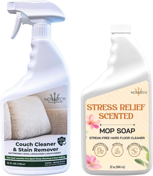 NOYATECH Couch Stain Remover and Mop Soap Floor Cleaner Bundle, Pet Safe