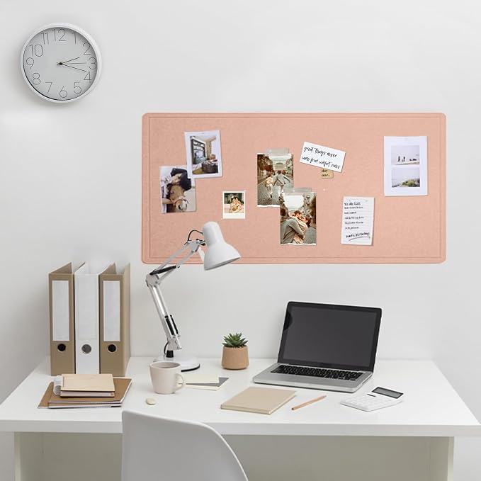 Felt Bulletin Board 35x18 inches, Decorative Pin Board for Home & Office | Cork Board Alternative for Wall with Push Pins, Display Mood Board for Photos, Notes & Reminders