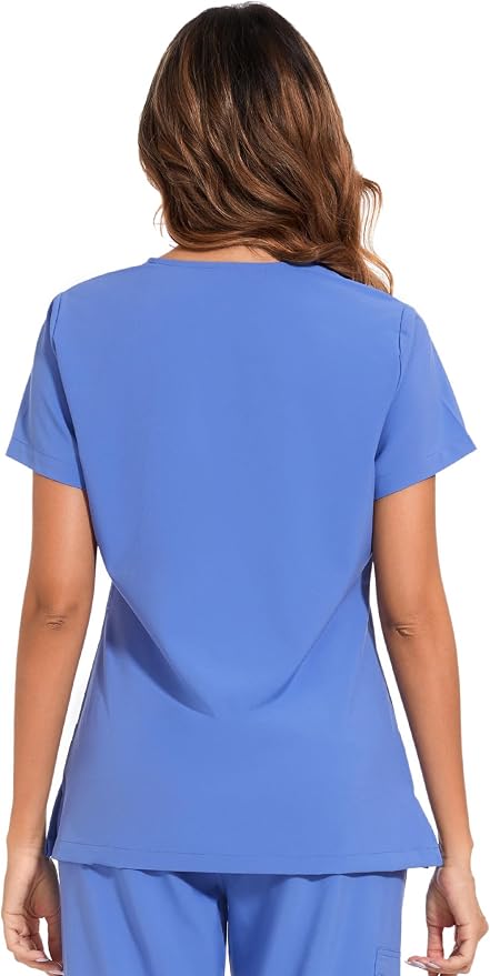 Scrubs Tops for Woman - Soft Stretch, V-Neck Tops | 3 Pockets, Side Split Design, Short Sleeve, Breathable & Lightweight Nursing Shirt, Easy-Care Fabric for All-Day Comfort