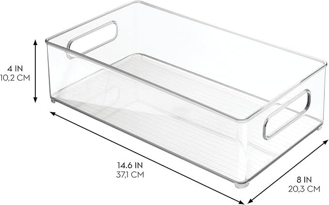 iDesign Stackable Fridge Bin - Kitchen Storage Bin for Pantry, Cabinets, or Fridge, Set of 6, Clear