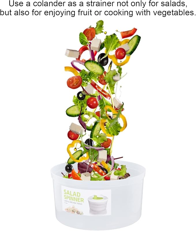 3L Salad Spinner Vegetable Dryer Manual Fruit Washer with Bowl Colander - Veggie Drainer Strainer for Lettuce Spinach