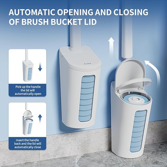 CQT Disposable Toilet Bowl Brush with Toilet Wand 30 Refill Heads, Toilet Bowl Cleaner Wands,Toilet Cleaning System Starter Kit(Wand+30 Refills)