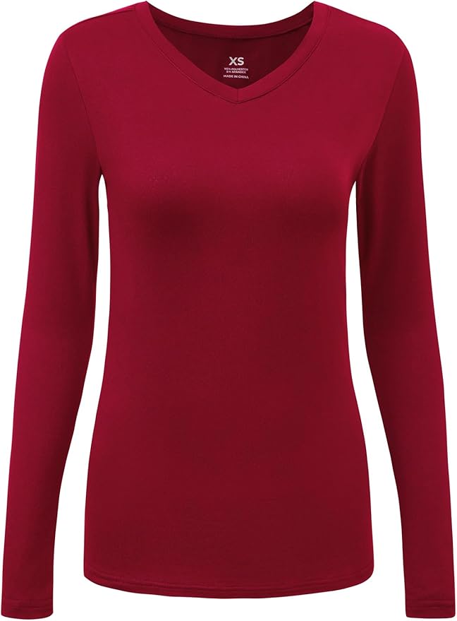 COZYFIT Women’s Underscrub Tee, V-Neck Long Sleeve Undershirt | Soft & Easy Care Fabric, Slim Fit, Smooth Touch, Comfort V-Neck Tee, Machine Wash, Multiple Sizes for Choose