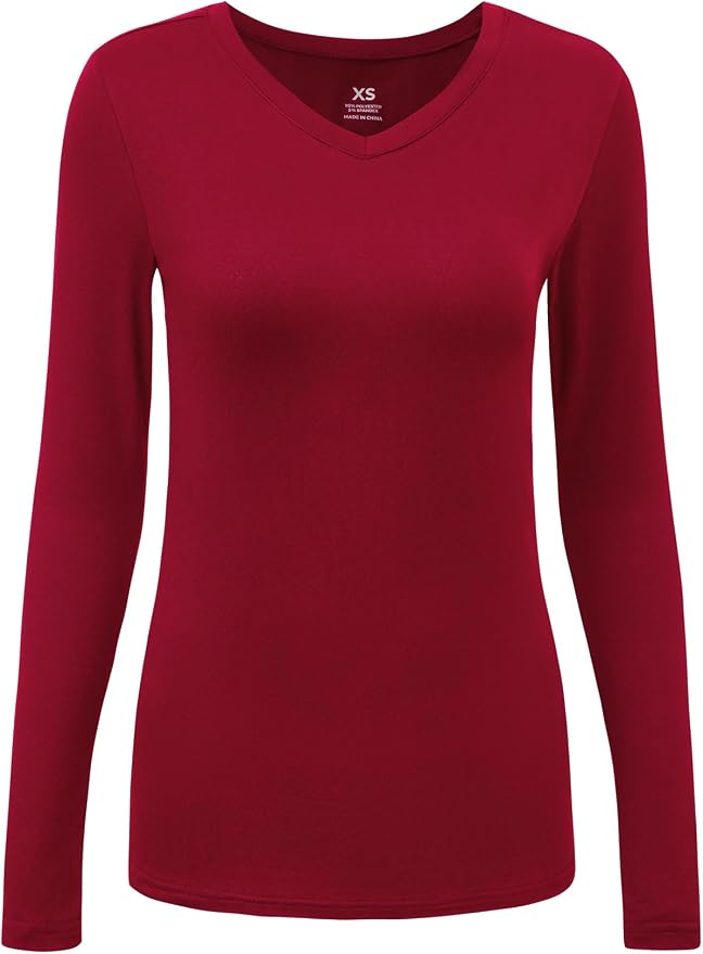 COZYFIT Women’s Underscrub Tee, V-Neck Long Sleeve Undershirt | Soft & Easy Care Fabric, Slim Fit, Smooth Touch, Comfort V-Neck Tee, Machine Wash, Multiple Sizes for Choose