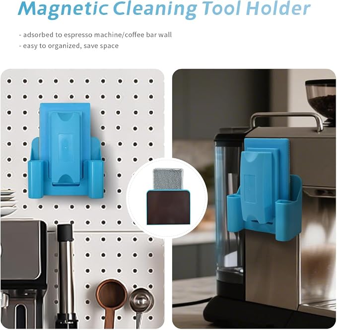 Espresso Machine Cleaning Product Tool - Barista Towels Coffee Brush with 3 Pack Replacement Cleaning Pad Cloth Kit for Cleaning Espresso Machine Drip Tray Coffee Bar Desktop