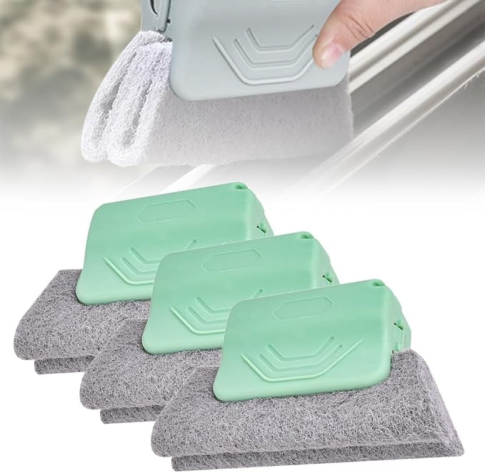 Magic Window Track Cleaner,Sliding Door Tracks (Green) | Magic Window Track Cleaner with 2-in-1 brush removes dust from window tracks, grooves, rails and tight spaces