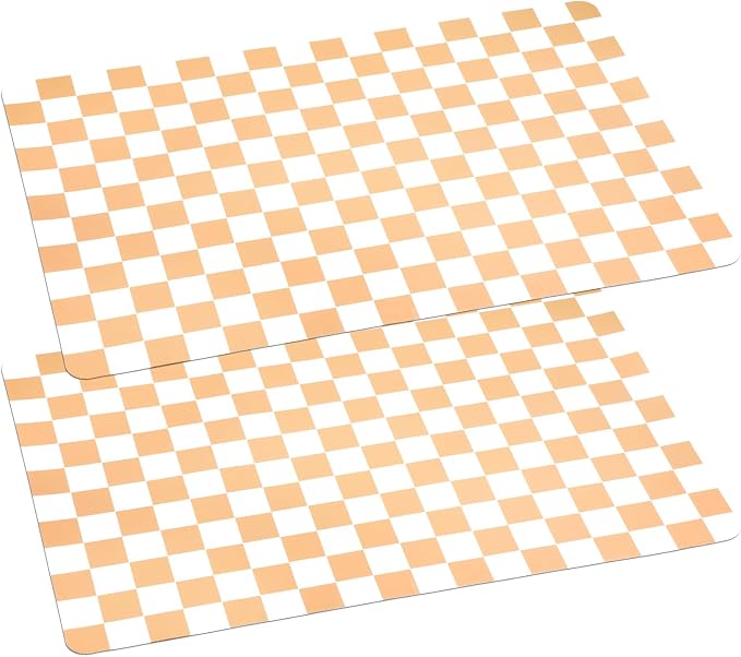 Domensi 2 Pcs Checkered Silicone Baking Mat Non-stick Reusable Oven Liner, Food Grade Silicone Roasting Mat with Anti-slip Grid Design for Baking, Oven, Air Fryer(Yellow and White, 17 x 25 Inch)