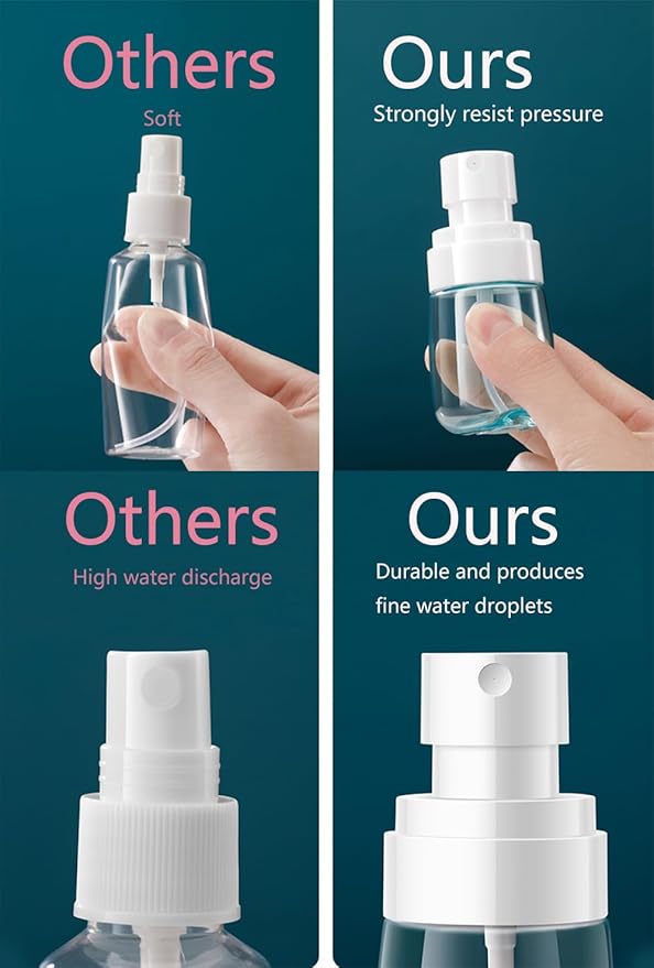 Small Spray Bottle Travel Size 2oz/60ml Fine Mist Mini Empty Spray Bottles for face Hair Mist Refillable Perfume Portable Atomizer Bottle