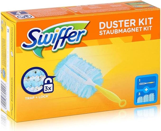 Swiffer Microfibre dust Cleaner Set, 1 Handle and 3 Replacement Pads (Pack of 1x1 Piece)
