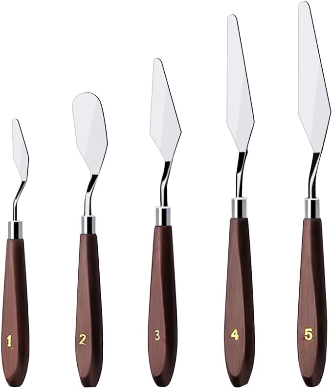 Cake Cream Spatula 5 Pieces/Set Stainless Steel Frosting Baking Pastry Tool Mixing Set Cake Icing Oil Painting Decorating Cream Toner Tool