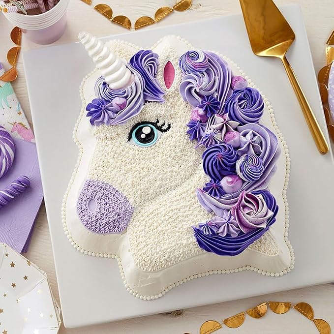 Wilton Party Pony Cake Pan, Aluminum Shaped Bakeware for Kids’ Cakes, Durable, Even Heating, Rust-Resistant, Includes Decorating Guide, Package May Vary