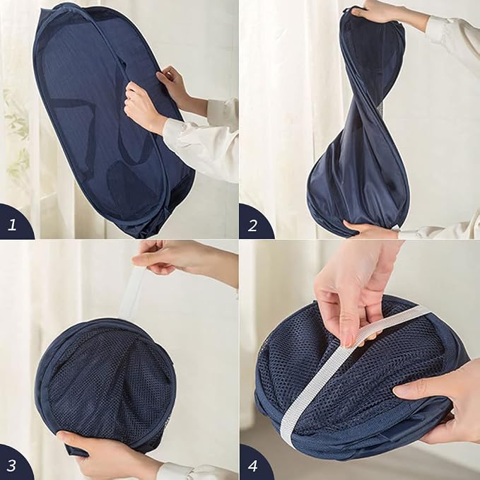 4 Pcs Collapsible Laundry Baskets, Foldable Hamper for Dirty Clothes & Household Storage
