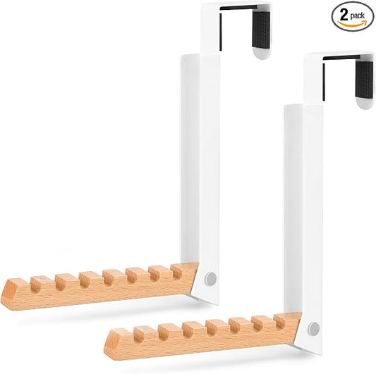 TERRA HOME Over The Door Clothes Hanger – Portable Retractable Travel-Friendly Laundry Room Hanging Rack – Convenient Over The Door Drying Rack for Laundry Ease - 2PCS (White)