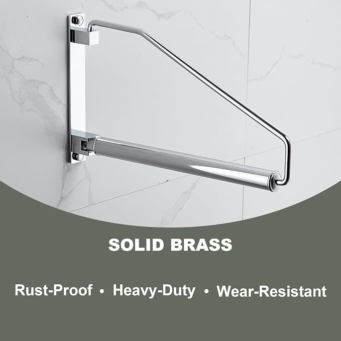 NEWRAIN Laundry Hanger, Wall Mounted Clothes Hanger with Swing Arm Holder Brass Hanging Drying Rack Space Saver,Chrome