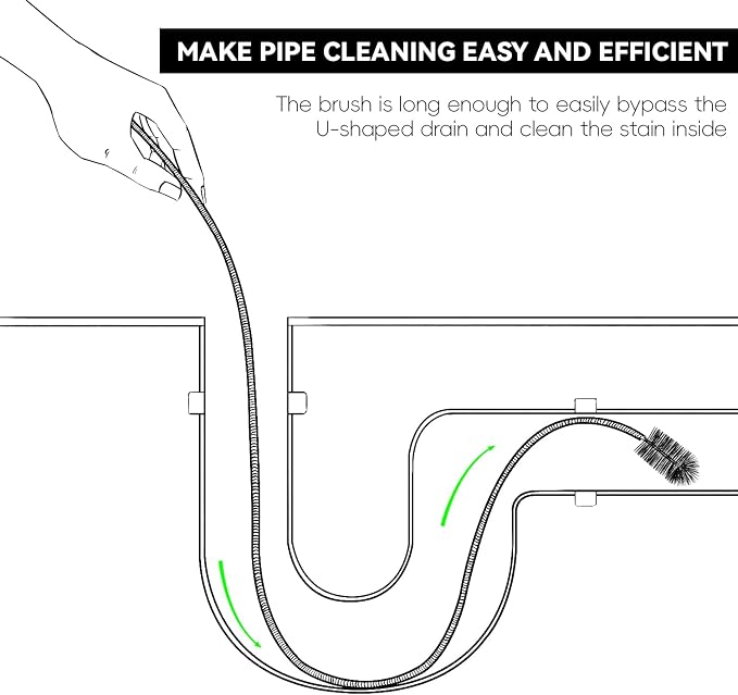 Flexible Drain Brush, 66 Inch Long Double Ended Hose Pipe and 58 Inch Tube Cleaning Brush and 2 Pack 8 Inch Straw Cleaner Brush