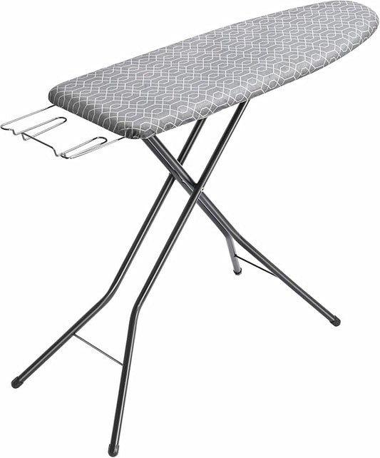 APEXCHASER Ironing Board Full Size, Iron Board with Ironrest, Lightweight Iron Table Stand Adjustable Height, Foldable Iron and Ironing Boards Set with Thick Padding, Sturdy Metal Legs, Gray 43x13