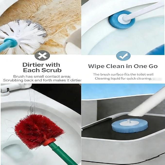40 Count KZKR Disposable Toilet Brush Refill Heads | Pre-Loaded with Cleaner | Toilet Wand Replacement | Toilet and Bathroom Cleaning Supplies