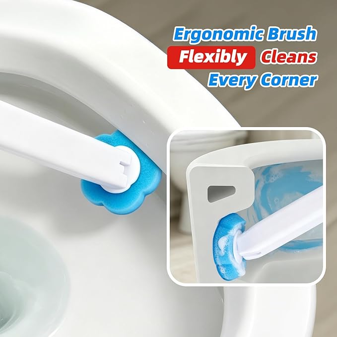 Toilet Bowl Wand Refills, 48 Pcs Disposable Toilet Brush Cleaning Sponges Heads, Not Compatible with Other Wand