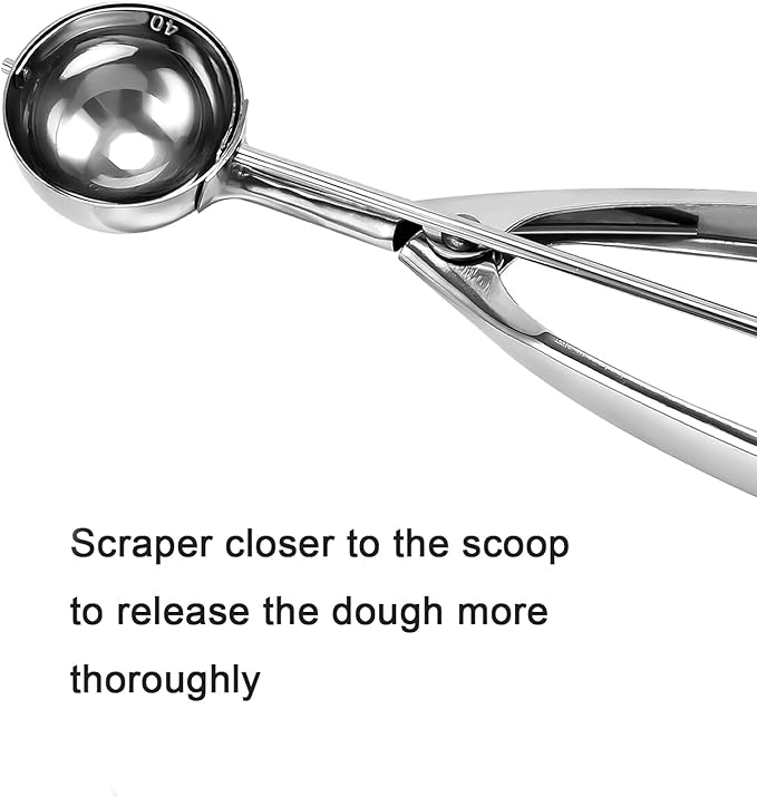 Large Cookie Scoop, 5.4 Tbsp/ 2.7 OZ, 2.5 inch/ 63MM Ball, 18/8 Stainless Steel Ice Cream Scoop, Cupcake Scoop, Secondary Polishing