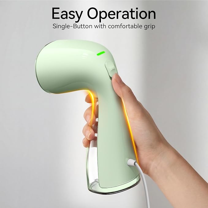 HiLIFE Steamer for Clothes, Portable Handheld Design, 240ml Big Capacity, 700W, Strong Penetrating Steam, Removes Wrinkle, for Home, Office and Travel(ONLY FOR 120V) (Sage Green)