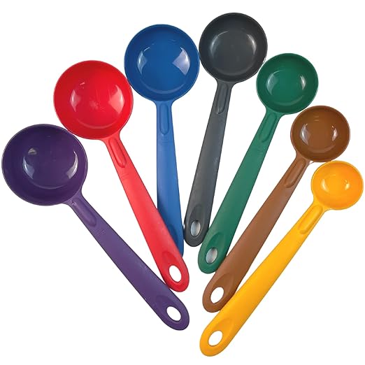 Cook’s Rite-Size Portion Control Serving Spoons Set, Color-Coded Portion Control Spoons, Spoodles Kitchen Utensils, Heat-Resistant Copolymer Plastic (7 Sizes, 2–12 oz)