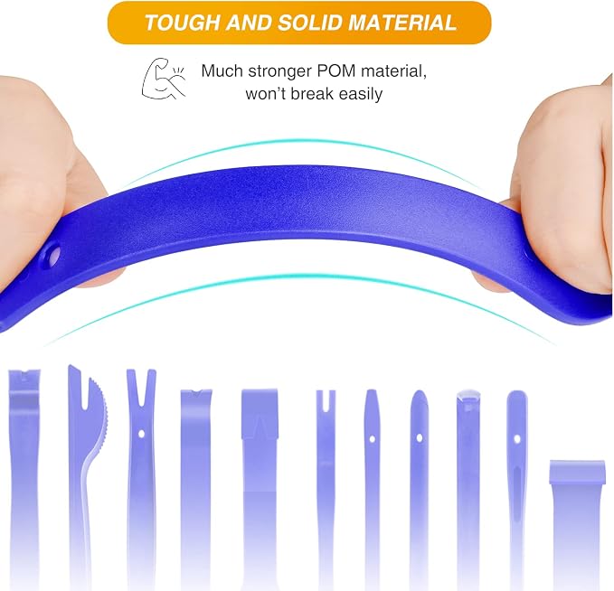 GOOACC 13PCS Nylon Trim Removal Tool Set | for Bumper Fastener Rivet Clips Car Clip Panel Audio Video Dashboard Dismantle Blue