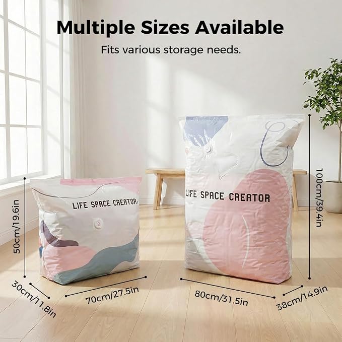No-Pump Vacuum Storage Bags, 2026 New Cube Compression Space Saver Bags, Upgrade Large Storage Compression Bags No-Pump 3D Vacuum Storage Bags for Clothes, Comforters, Blankets (31.5 * 39.4-3ps)