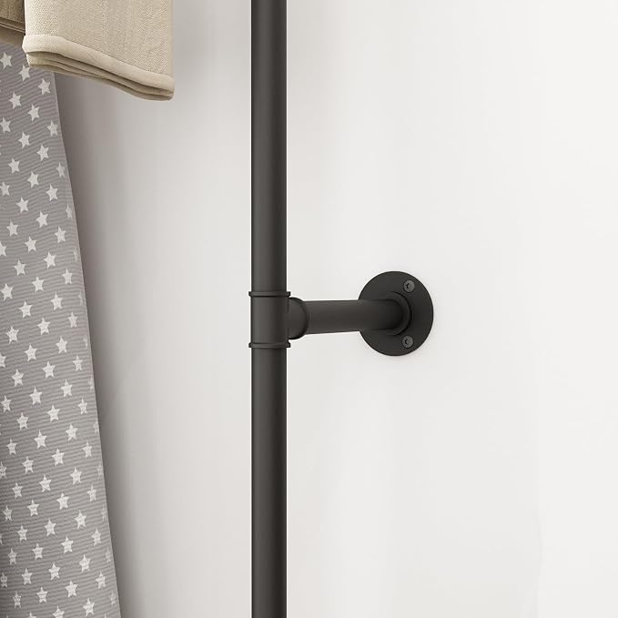 ORSENIGO Industrial Pipe Clothing Rack, Heavy Duty Clothes Rack for Hanging Clothes, Wall Mounted Display Garment Rack for Home Retail Boutique (Three, Black)