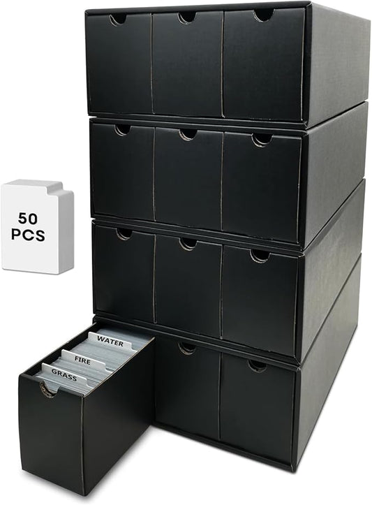Fageverld Trading Card Storage Box, Collector Cardboard Card Box with 50 Dividers for MTG TCG Magic Baseball Sports Cards Collection, 12 Drawers