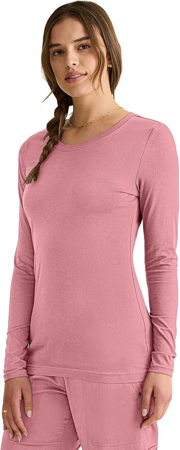 Healing Hands Underscrub Long Sleeve Women Knits Scrub Tops | Soft Cotton Blend Knit, Breathable Stretch Comfort, Machine Wash, Easy Care Fabric, Ideal For Layering Under Scrubs