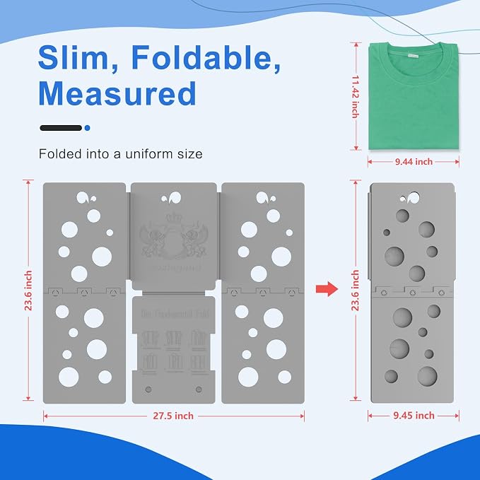 BoxLegend V5 Shirt Folder T-Shirt Clothes Folding Board Grey | Laundry Folder,For Adults and Kids,Durable,For Closet Organizer,Laundry Sorter and Liner