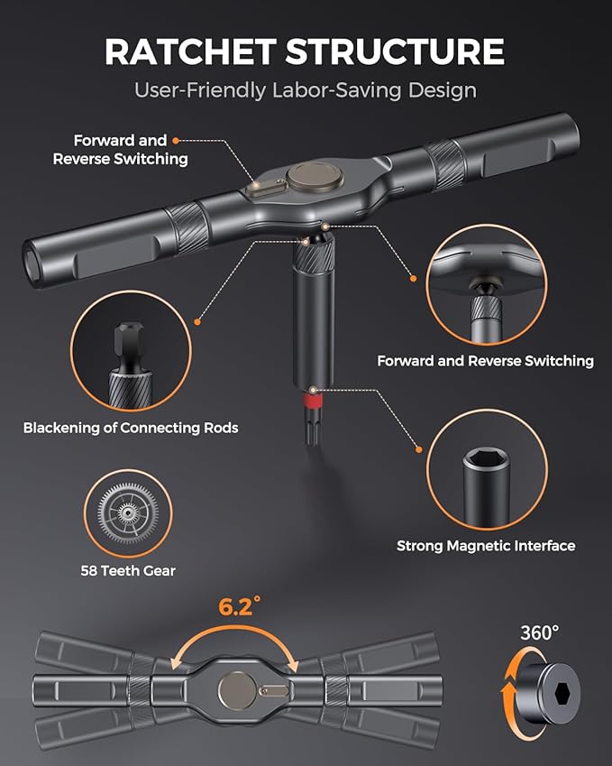 LIFEGOO Ratchet Screwdriver Set: 74 in 1 Magnetic Screwdriver Sets, S2 Steel Bits & Flexible Shaft Suitable for Electronics, Furniture Assembly & Bicycle Repair Tools