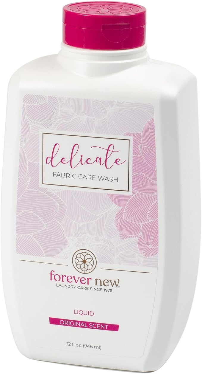FOREVER NEW Delicate Hypoallergenic Laundry Detergent Liquid - 50 to 64 Large Loads - Gentle washing detergent for Silk, Cashmere, Bra, Undergarments, Cotton, Wool etc. - Original Scented - 32oz