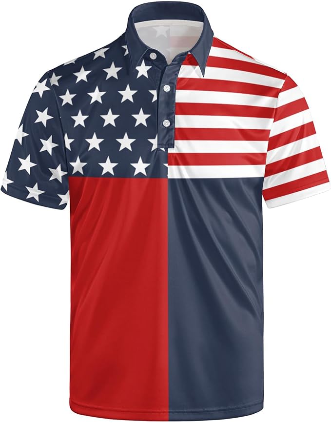 Polo Shirts for Men Moisture Wicking Mens Polo Shirts Patriotic Shirts for Men