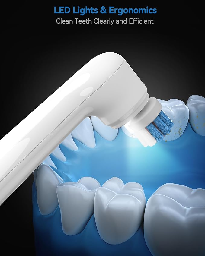 Tooth Polisher, Rechargeable Teeth Cleaning Tools Dental Kit | Teeth Whitening Kit with 5 3D White Replacement Brush Heads, 3 Tooth Polish Paste, Teeth Stain Remover Oral Care Tools