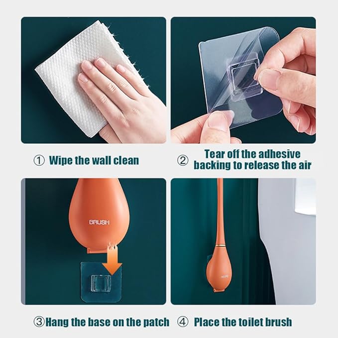 Modern Flexible Silicone Toilet Caspa for Home, Modern Home Flexible Silicone Toilet Brush, Deep Cleaning Silicone Toilet Brush and Holder Set with Dispenser, No-Slip Handle & Flexible Bristles (1-D)