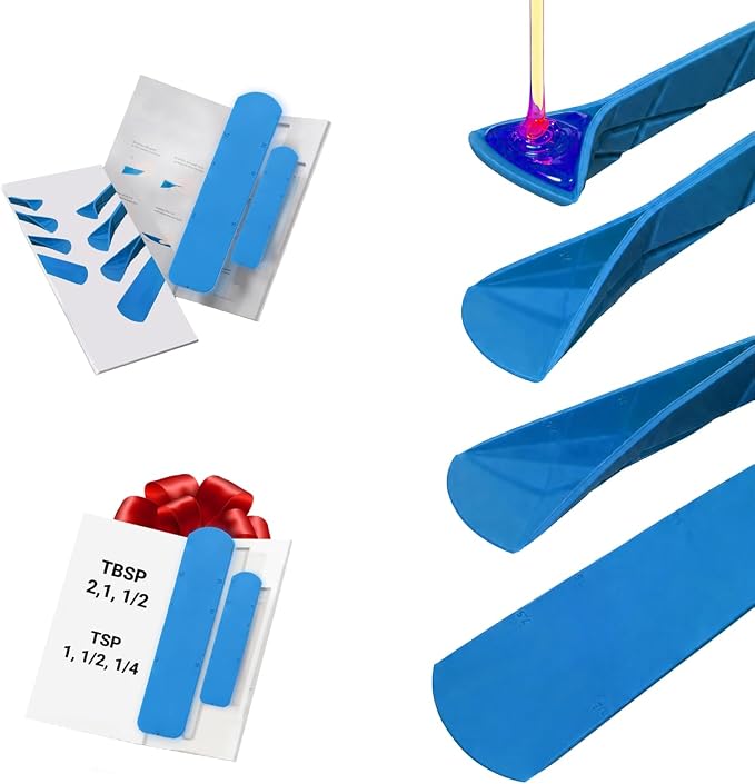 Magnetic Folding Measuring Spoon | 3-in-1 Space-Saving Adjustable Design | Flat to 3D Geometry Spoon Fits All Jar Sizes | Embossed US & Metric Measurements (Blue)