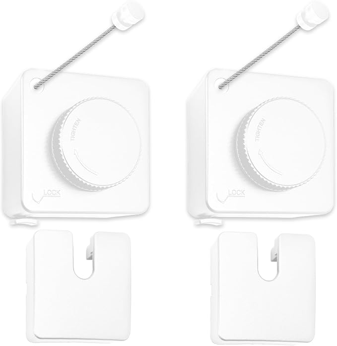 2 Pack Retractable Clothesline Indoor & Outdoor, 16.2Ft Non-Sagging (White) | Stainless Steel Heavy Duty Design Laundry Wash Line with Wall Mounted, Space-Saving Drying Rack for Bathroom, Balcony