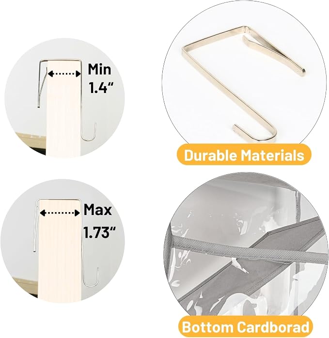 Ofiray-home Over the Door Organizer 5 Tiers,Extra Large Behind Door Storage of 10 Compartments,50 lbs Weight Capacity Over the Door Storage, Clear Door Hanging Organizer for Closet, Diaper Organizer